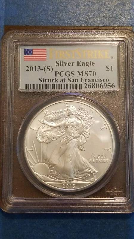 lot 80 image: 2013(S) American Silver Eagle San Francisco Mint MS 70