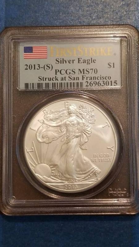 lot 82 image: 2013(S) American Silver Eagle San Francisco Mint MS 70
