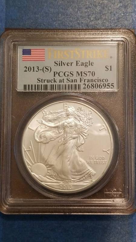 lot 85 image: 2013(S) American Silver Eagle San Francisco Mint MS 70