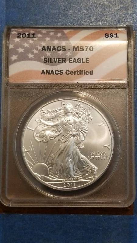 lot 87 image: 2011 American Silver Eagle ANACS MS 70