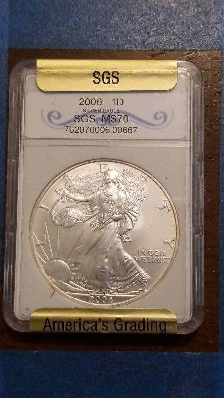 lot 89 image: 2006 1D SGS MS 70 American Silver Eagle