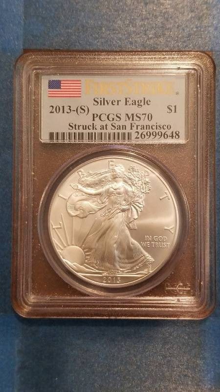 lot 787 image: 2013(S) American Silver Eagle San Francisco Mint MS 70