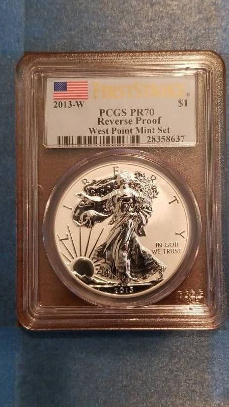 lot 788 image: 2013(W) American Silver Eagle West Point Mint Reverse Proof Uncirculated MS 70
