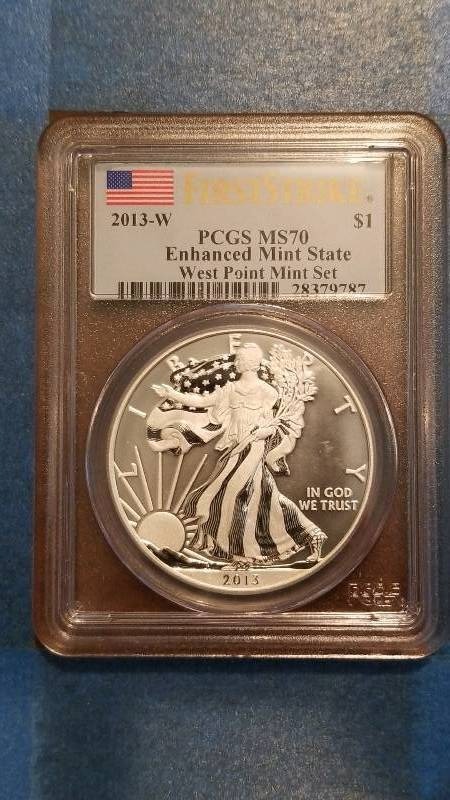 lot 789 image: 2013(W) American Silver Eagle West Point Mint Uncirculated MS 70