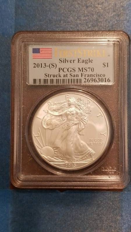 lot 790 image: 2013(S) American Silver Eagle San Francisco Mint MS 70