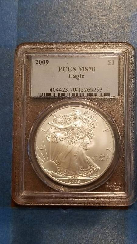 lot 793 image: 2009 American Silver Eagle MS 70