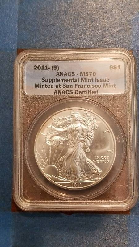 lot 794 image: 2011(S) ANACS MS 70 American Silver Eagle