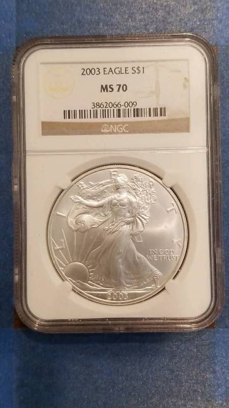 lot 530 image: 2003 American Silver Eagle MS 70