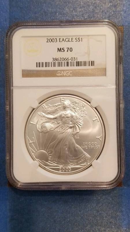 lot 531 image: 2003 American Silver Eagle MS 70