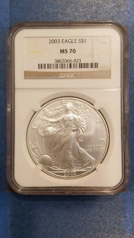 lot 533 image: 2003 American Silver Eagle MS 70