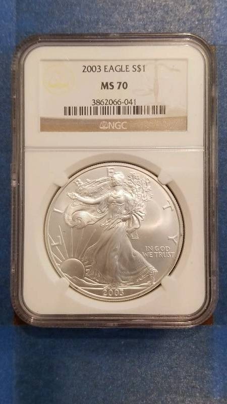 lot 534 image: 2003 American Silver Eagle MS 70