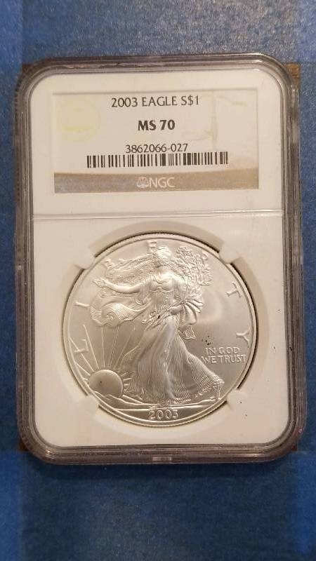 lot 536 image: 2003 American Silver Eagle MS 70