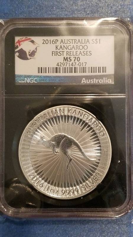 lot 714 image: 2016 P Australia Silver Kangaroo 1st Releases MS 70