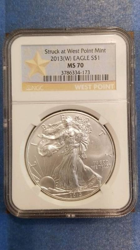 lot 721 image: 2013 (W) American Silver Eagle MS 70