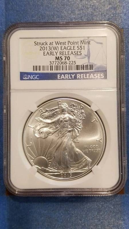 lot 725 image: 2014 (W) American Silver Eagle MS 70
