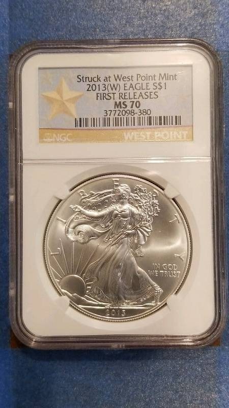 lot 831 image: 2013(W) American Silver Eagle 1st Releases MS 70