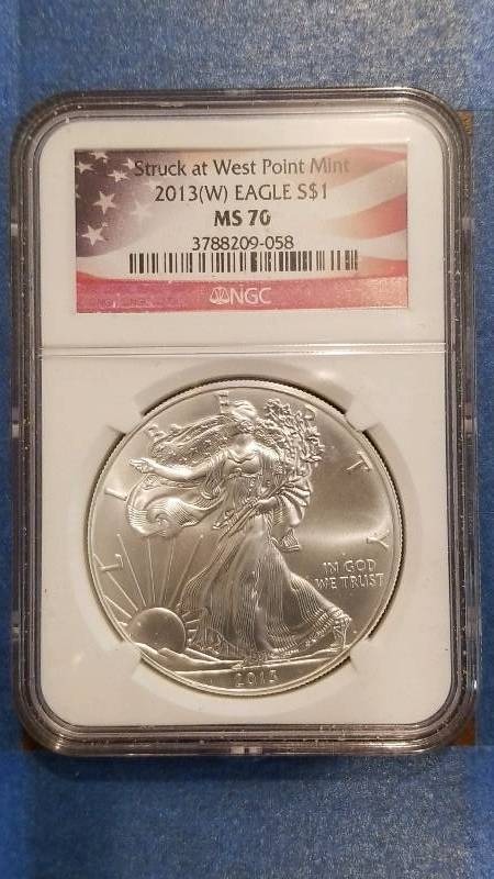 lot 832 image: 2013(W) American Silver Eagle MS 70