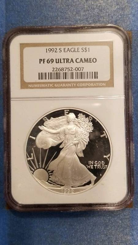 lot 833 image: 1992(S) PF 69 Ultra Cameo American Silver Eagle