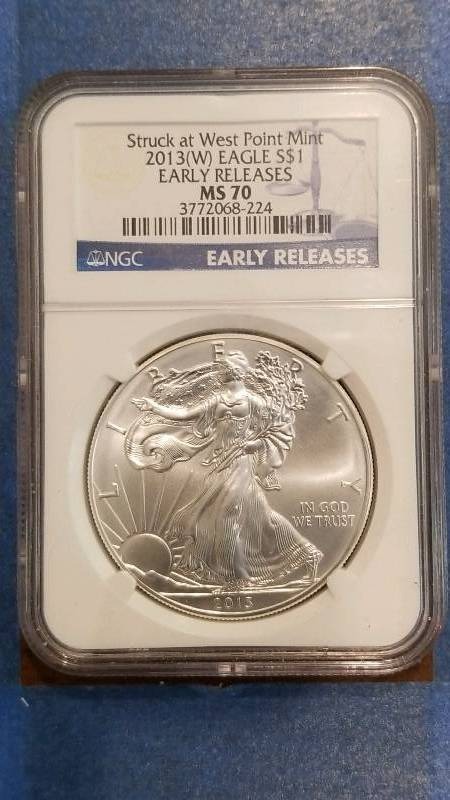 lot 836 image: 2013(W) American Silver Eagle Early Releases MS 70