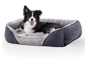 lot 33001 image: AIPERRO Large Dog Bed, Fleece Lambswool Material, Non-Slip Bottom, 35 x 25 x 9 in (Retail $52.99)