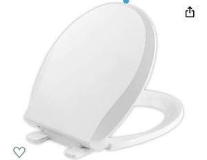 lot 33002 image: JINGZE Round Toilet Seat with Slow Close Standard Toilet Seat,Quiet Toilet Cover Seat Toilet Lid Durable Refused to Loosen Easy to Install & Clean,White (Retail $23.47)
