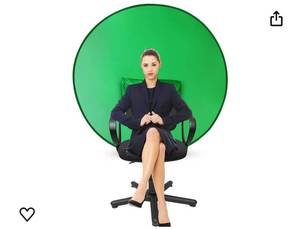 lot 33011 image: CoosBonfik Portable Green Screen Backdrop (56), Collapsible Webcam Background, Green Screen for Chair, Chroma Key Green, for Home Office Video Conferencing (Retail $39.99)