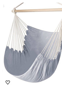 lot 33016 image: Hammock Chair Swing Chair Max 330 lbs Large Hanging Seat Patio Lawn Hanging Chair Relax Cotton Weave for Superior Comfort Durability Perfect for IndoorOutdoor Home Bedroom Deck Yard Garden (Retail Approx. $27.99) (Dark Gray)