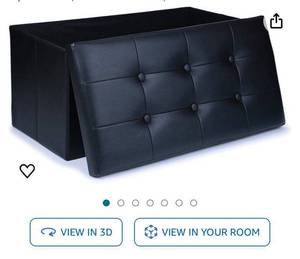 lot 33019 image: Glaxyfur 30 Inches Faux Leather Folding Storage Ottoman Bench, Storage Chest, Bedroom Bench with Storage - Holds Up to 300 lbs, 30 x 15 x 15 Inches, Black (Retail Approx. $47.99)
