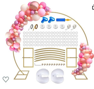 lot 33024 image: Chamvis Round Backdrop Stand, Golden Metal Balloon Arch Stand Wedding Arch Background Garden Arbors - for Garden Arbors Wedding Baby Shower Birthday Photo Backdrop (Retail $49.99)