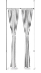 lot 33030 image: Umbra Anywhere Expandable Room Divider, Tension Curtain Rod, Damage Free, Panels Not Included, 36 to 66 Inches, Metallic Nickel(Retail $42.99)