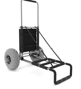 lot 33046 image: Beach Cart with Big Wheels for Sand, Galvanox Collapsible Folding Beach Wagon with Mesh Storage Compartment and Easy-Glide 9 Pneumatic Balloon Wheels(Retail $169.99)