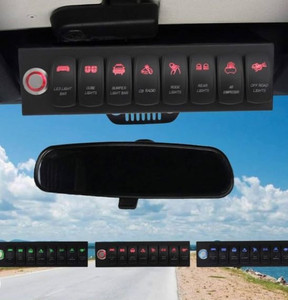 lot 33050 image: Voswitch Overhead 8-Switch PodPanel with Control and Source Box Blue Backlight Compatible with Jeep Wrangler JK JKU 2007-2018 (Retail $189.99)