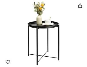 lot 33062 image: danpinera Metal Side Table, Black Side Table for Small Spaces Outdoor Patio Side Table Circle Metal Bedside Table Waterproof Removable Tray Round Accent Table for Nursery Bedroom Balcony Office Black (Retail $35.98)