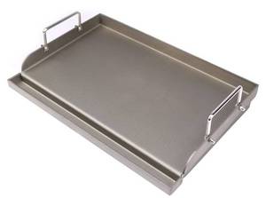 lot 33064 image: Utheer Universal Fry Griddle Flat Top Plate, 25 x16 Universal Griddle Flat Top Rectangular Plate with Removable Handles for Charcoal and Gas Grills, Camping, Tailgating, and Parties (Retail $109.00)