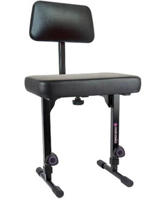 lot 33065 image: Liquid Stands Piano Bench Adjustable Stool �� Music Keyboard Bench with Backrest Seat for Piano Keyboard Stand with Black Padded Cushion for Musicians Piano Stool Chair (Retail $99.99)