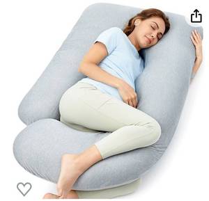 lot 33067 image: Momcozy Pregnancy Pillows for Sleeping, U Shaped Full Body Maternity Pillow with Removable Cover - Support for Back, Legs, Belly, Hips for Pregnant Women, 57 Inch Pregnancy Pillow for Women, Grey (Retail $44.99)