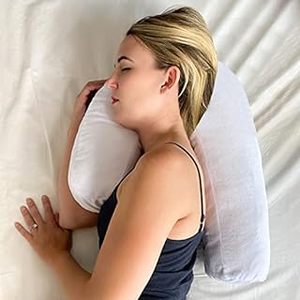 lot 33068 image: The Outdoor Optimist Side Sleeper Pillow  J Pillows for Side Sleeping  Side Sleeper Pillow with Ear Hole  Neck & Spine Alignment for Sleeping with Velvet Case (B09HN4CQ5M) (Retail $47.99)