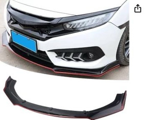 lot 33073 image: AUTOTOP 3PCS 10TH Front Bumper Lip Spoiler Lip Lower Bumper Body Fit 2016-2020 Honda Civic��Black Red(Retail $56.99)