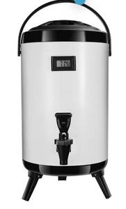 lot 33091 image: Hot Beverage Dispenser, Stainless Steel Insulated Beverage Dispenser Cold and Hot Drink dispenser with Thermometer��2.1-Gallons 8 Liters Water Dispenser with Spigot (Retail $69.99)