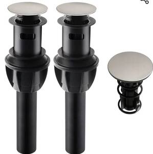 lot 1828 image: 12 Pack iFealClear Pop Up Bathroom Sink Drain with Overflow, Push and Seal Pop Up Drain Stopper for Faucet Vessel, Anti-Explosion and Anti-Clogging pop up Plunger Sink Drain Assembly, Brushed Nickel