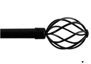 lot 1844 image: H.VERSAILTEX Window Curtain Rods for Windows 28 to 48 Inches Adjustable Decorative 34 Inch Diameter Single Window Curtain Rod Set with Twisted Cage Finials, Matte Black