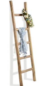lot 1848 image: FUIN Fully Assembled 5ft Wood Blanket Ladder Living Room Decorative Wall Leaning Farmhouse Quilt Display Holder Rustic Wooden Towel Rack for Bathroom, Brown