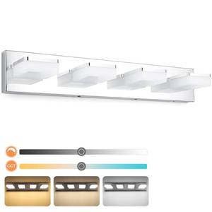 lot 1856 image: 3 Colors Dimmable Vanity Lights for Bathroom LED Chrome 4 Light Bathroom Vanity Light Fixtures Acrylic Stainless Steel Bathroom Light Fixtures over Mirror, Adjustable 3000K4000K6000K, 360° Rotate