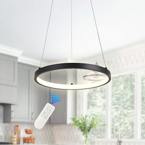 lot 1857 image: Mccokaige Black Led Ring Chandelier 1 Ring Modern Led Chandelier Adjustable Ring Light Modern Led Ring Pendant Light Contemporary Light Fixtures for Foyer Kitchen Island Dining Living Room Entryway