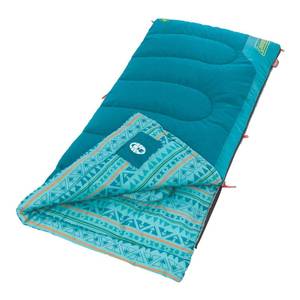 lot 1867 image: Coleman Kids 50°F Sleeping Bag, Comfortable Youth Sleeping Bag for Sleepovers &amp Camping, Fits Children up to 5ft Tall, Glow in the Dark Design, Stuff Sack Included, Machine Washable