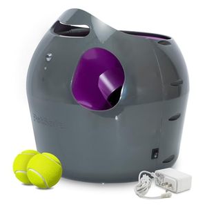lot 1868 image: PetSafe Automatic Tennis Ball Launcher Interactive Dog Thrower Adjustable Range Motion Sensor Indoor &amp Outdoor Toy AC Power or Batteries Fetch Machine for Small to Large Dogs , Gray