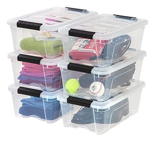 lot 1959 image: IRIS USA 12 Quart Stackable Plastic Storage Bins with Lids and Latching Buckles, 6 Pack - Clear, Containers with Lids and Latches, Durable Nestable Closet, Garage, Totes, Tubs Boxes Organizing