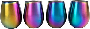 lot 1877 image: DEco Unbreakable Iridescent Stainless Steel Wine Glasses (16 oz, Set of 4)- Shatterproof, Reusable Tumbler Glassware - Indoor Outdoor Drinkware for Entertaining & Parties- Christmas Holiday Gift Idea