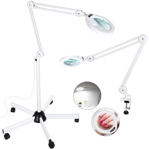 lot 1879 image: 10X Magnifying Glass with Light and Stand, Veemagni 2,200 Lumens Magnifying Floor lamp with 5 Wheels Rolling Base, LED 5 Color Modes, Stepless Dimmable Lighted Magnifier for Esthetician, Facial, Salon