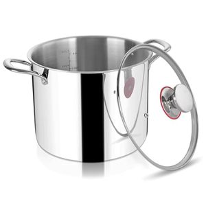 lot 1885 image: Herogo 10 Quart Stock Pot, 1810 Stainless Steel Large Cooking Pot with Lid, 10 QT Metal Pasta Pot for Cooking Chicken Soup, Tri-ply Big Stockpot for Induction Gas Electric Stove, Dishwasher Safe